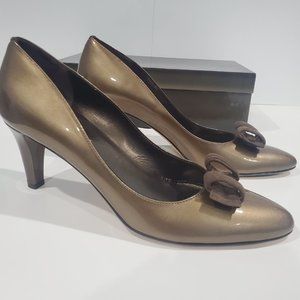 NIB ✅ PREVATA Italian Leather Heel Shoes 9 Taupe ✨ NEW WITH BOX